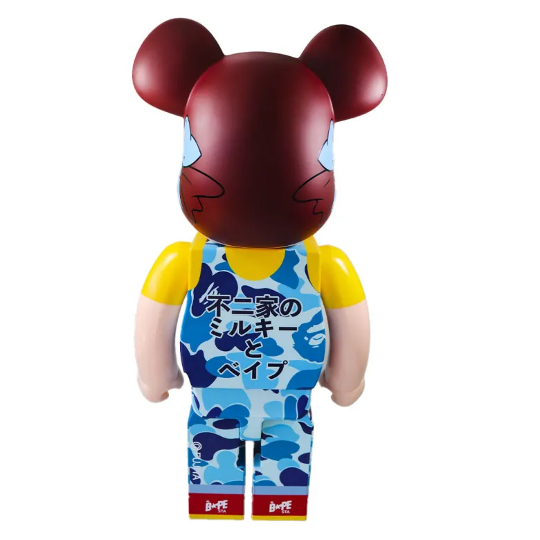 1000% Bearbrick BAPE × Pekochan (Blue)