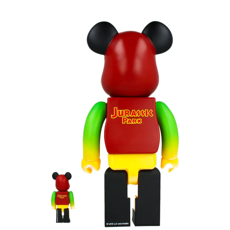 400% + 100% Bearbrick Jurassic Park (Green & Yellow)