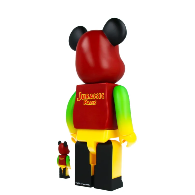 400% + 100% Bearbrick Jurassic Park (Green & Yellow)
