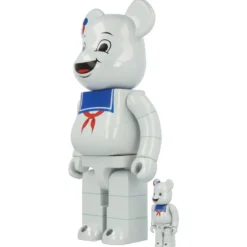 400% + 100% Bearbrick Stay Puft Marshmallow Man White Chrome (SOS Fantômes)
