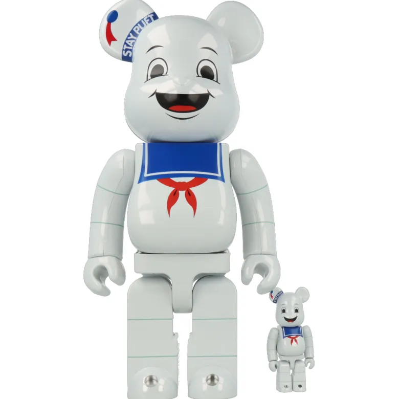 400% + 100% Bearbrick Stay Puft Marshmallow Man White Chrome (SOS Fantômes)