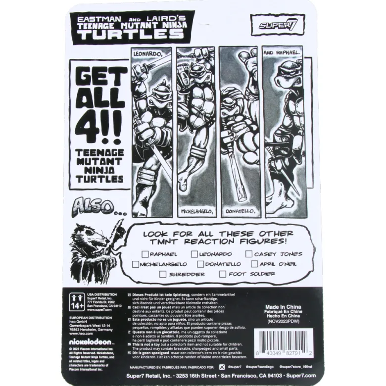 Raphael (Comic Greyscale) - Tortues Ninja - ReAction Figures Wave 9