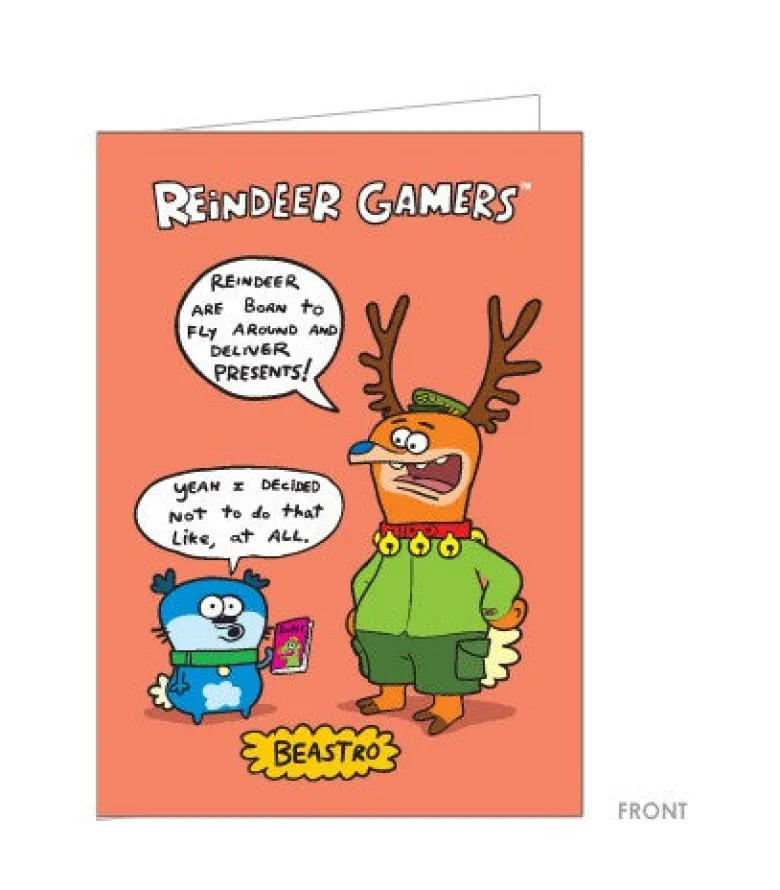 Reindeer Gamers - Carte de Voeux Rose