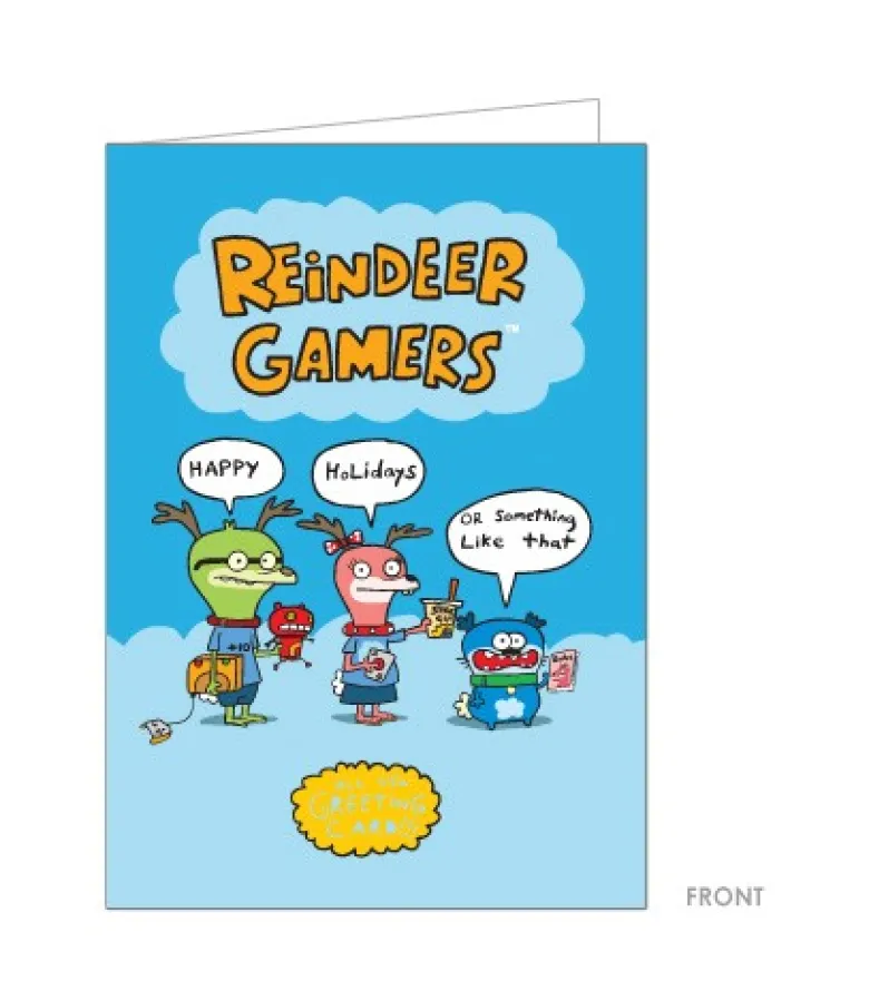 Reindeer Gamers - Carte de Voeux Bleue