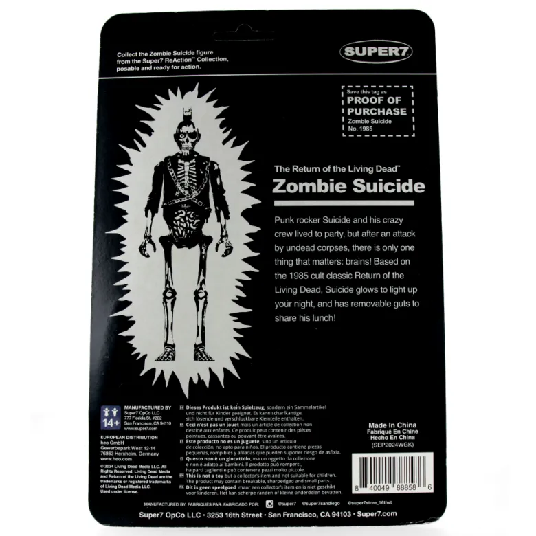Return Of The Living Dead Reaction Figures Wave 5 - Zombie Suicide (Monster Glow)
